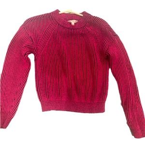 No Boundaries Neon Pink and Black Striped BarbieCore Sweater Size XS